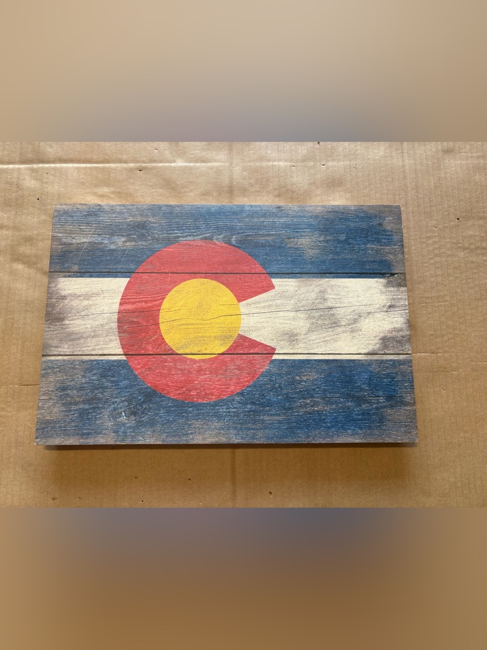 Hand-Painted Colorado Flag Wood Wall Art - Blue Red Yellow